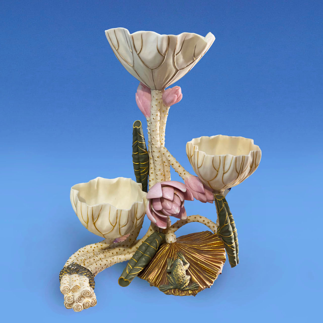 Rare Royal Worcester Aesthetic Movement Lotus Vase c.1875