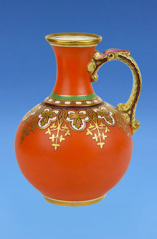 Samuel Alcock & Co Gothic Style Glazed Earthenware Jug with Celtic Style Dragon Handle c.1855