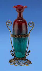 Bretby Art Pottery Amphora Brass Arts & Crafts Stand c.1890