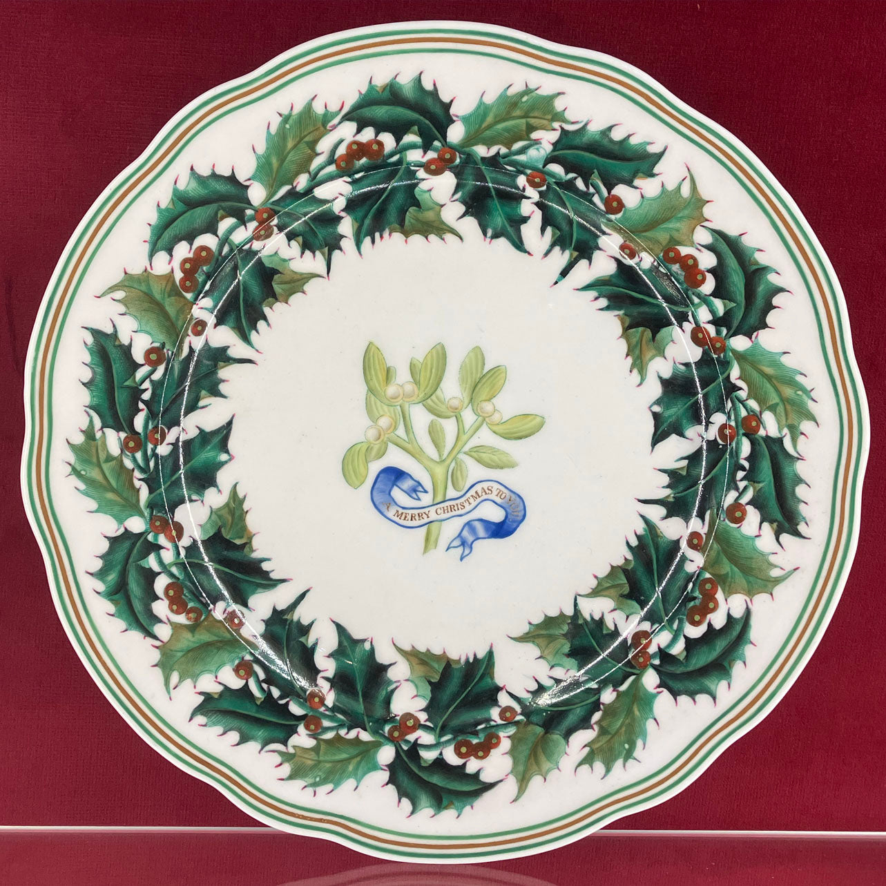Rare Early Victorian Copeland Porcelain Christmas Plate c.1849