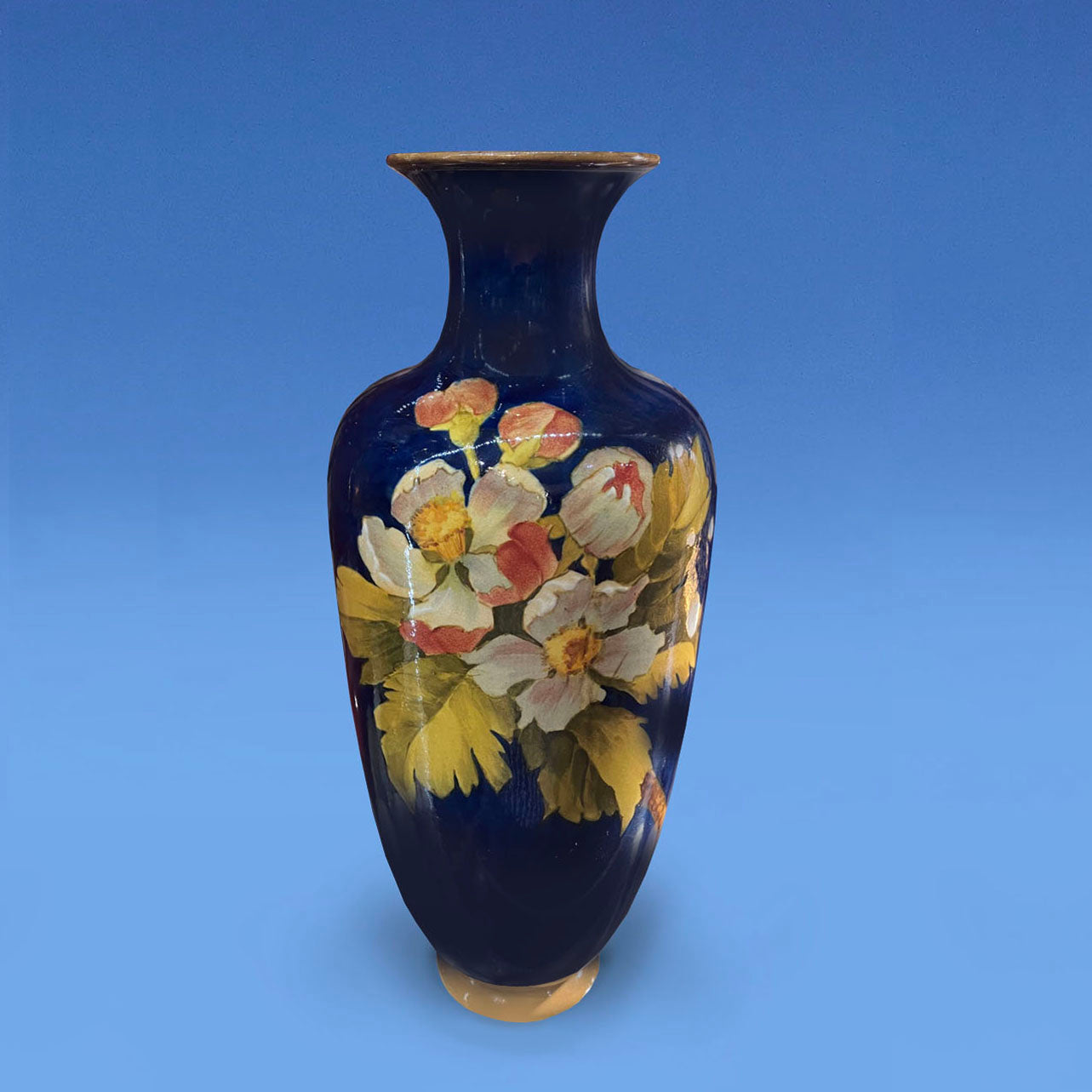 Doulton Lambeth Faience Vase c. 1885 painted by Edith Gilman