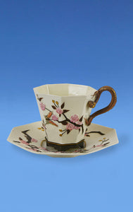 Royal Worcester Porcelain Aesthetic Movement Cup and Saucer c.1875 designed by James Hadley