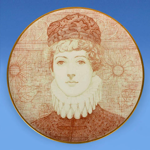 An Aesthetic Movement Ashworth Pottery wall charger of Ellen Terry c.1880