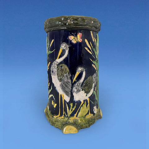 Simon Feildings Majolica Ostrich and Heron Garden Seat c.1880
