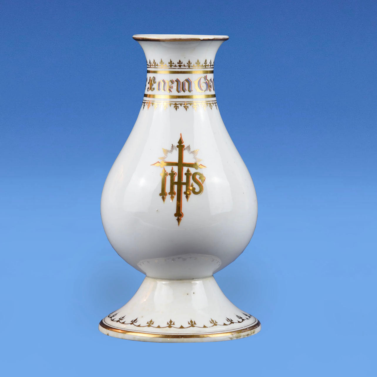 French Porcelain Altar Vase c.1850 In the style of A.W.N. Pugin