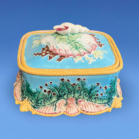 George Jones Majolica Sardine Dish & Cover c.1875
