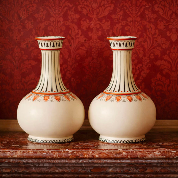 Pair of Grainger Worcester Greek Revival Parian Bottle Vases c.1865