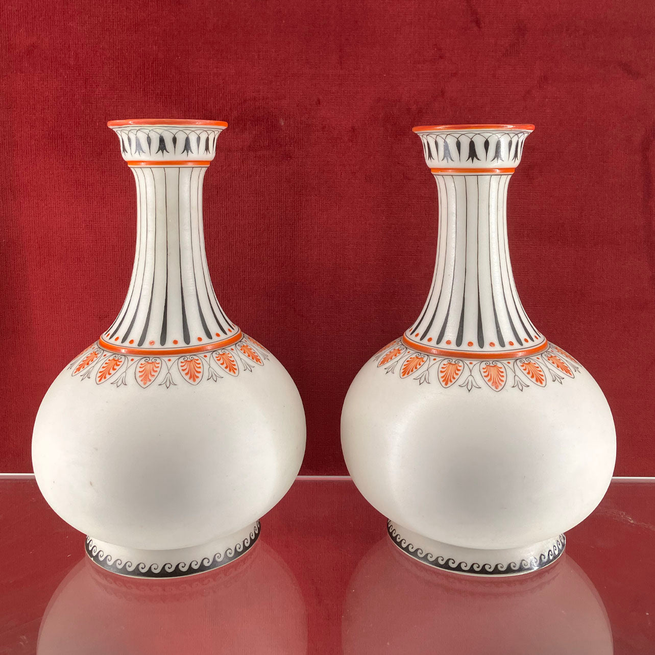 Pair of Grainger Worcester Greek Revival Parian Bottle Vases c.1865