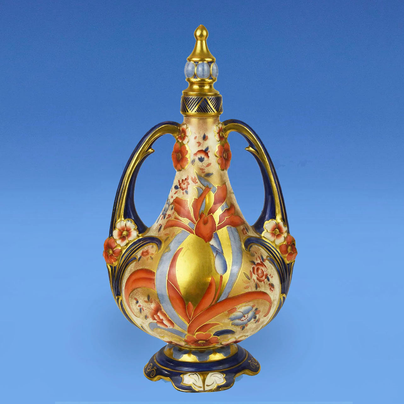 Wileman & Co. Foley Faience 'Imari' Glazed Earthenware Vase & Cover c,1890