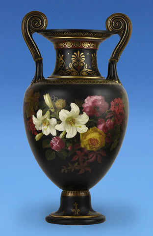Ipsen Glazed Terracotta Neo Classical Vase c.1860 Exhibited at the London International Exhibition 1862