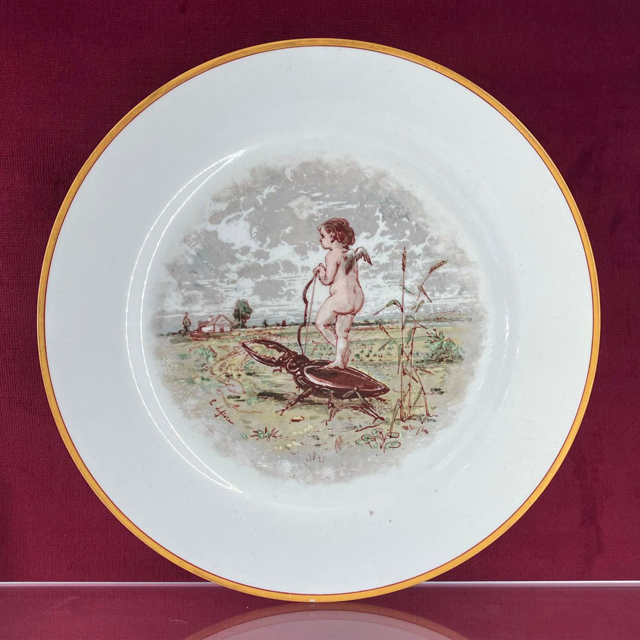 Rare Wedgwood 'Fanstasy' Cabinet Plate c.1870 painted by Emile Lessore