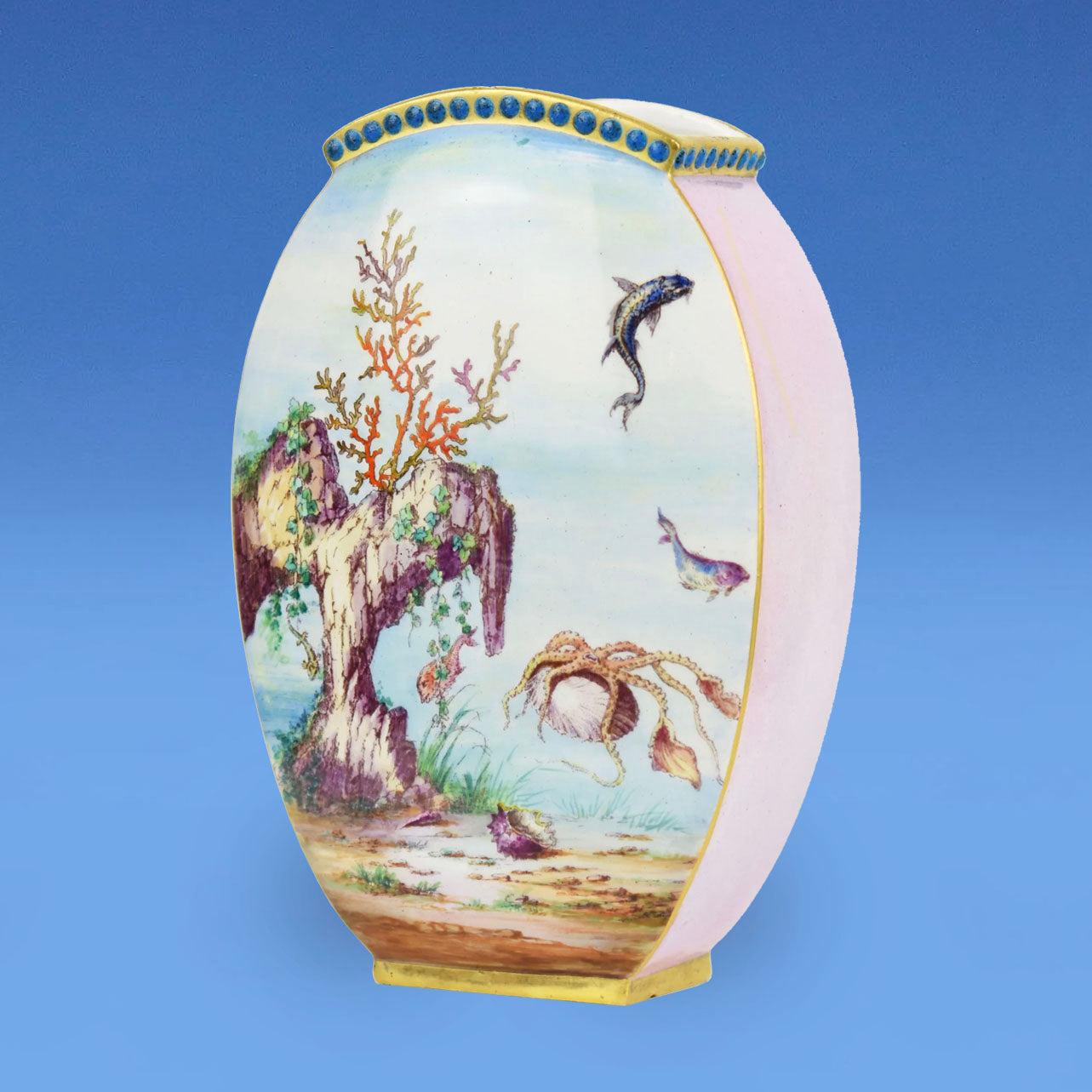 Limoge Porcelain Japanese Style Vase depicting Under Water Scenes c.1880