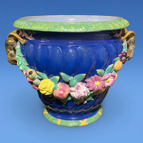 Minton Majolica Rams Head Jardiniere c.1860