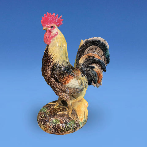 Delphin Massier Majolica Rooster Vase c.1880