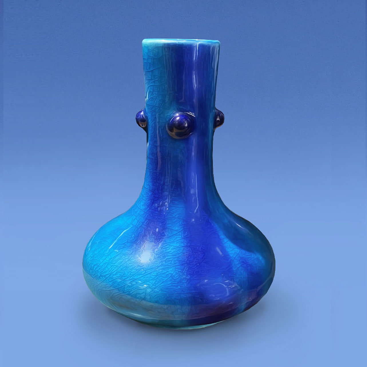 Small Minton Persian Blue Vase c.1875, the shape designed by Christopher Dresser