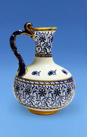 Mintons Aesthetic Movement Glazed Earthenware Blue and White Jug c.1880
