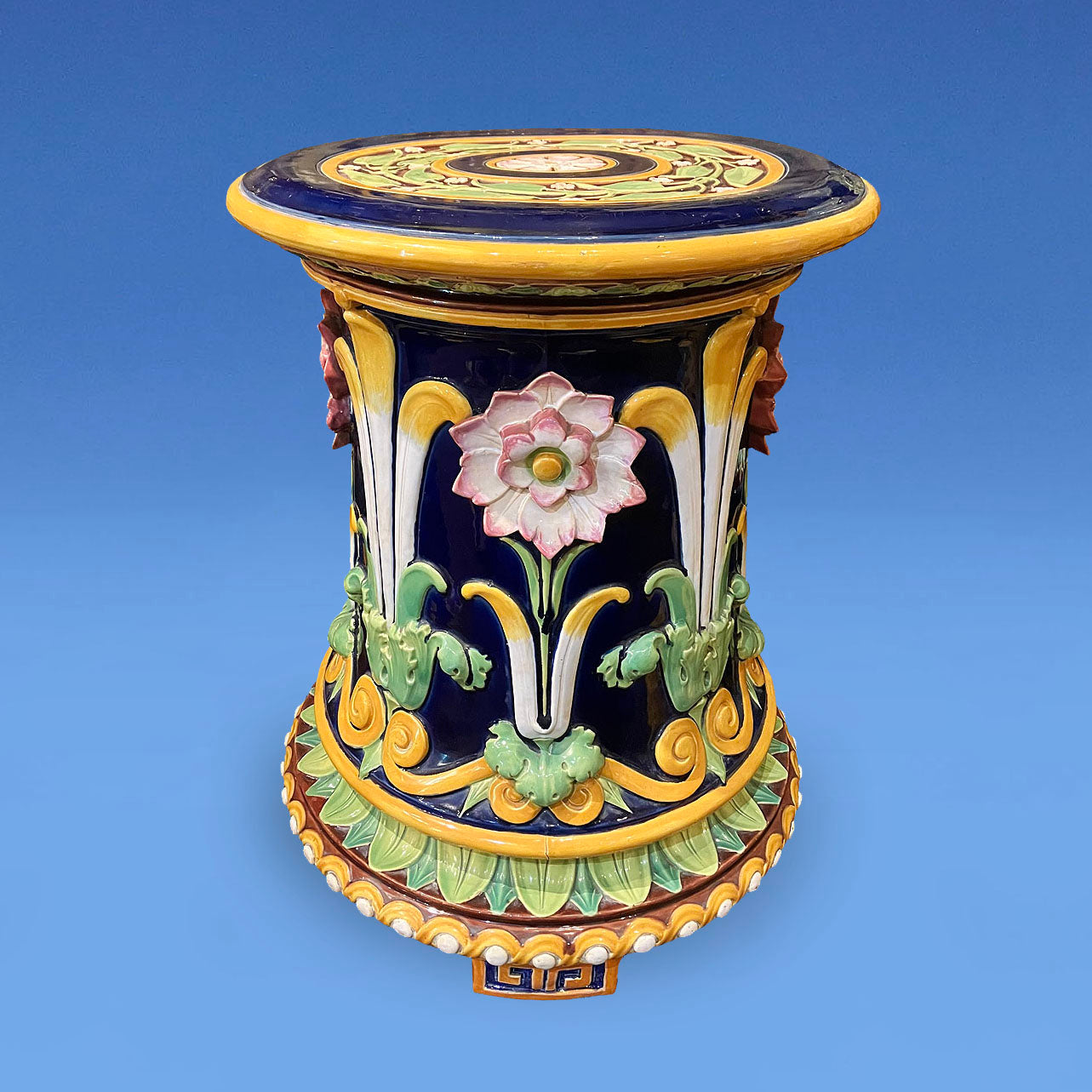 Minton Majolica Gothic Reformist Garden Seat c.1865
