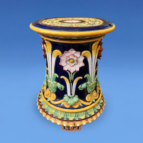 Minton Majolica Gothic Reformist Garden Seat c.1865