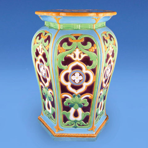 Minton Majolica Gothic Revival Garden Seat c.1865