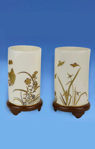 Pair of Minton Bone China Aesthetic Movement Vases c.1875 in the Japanese 'Shibayama' style