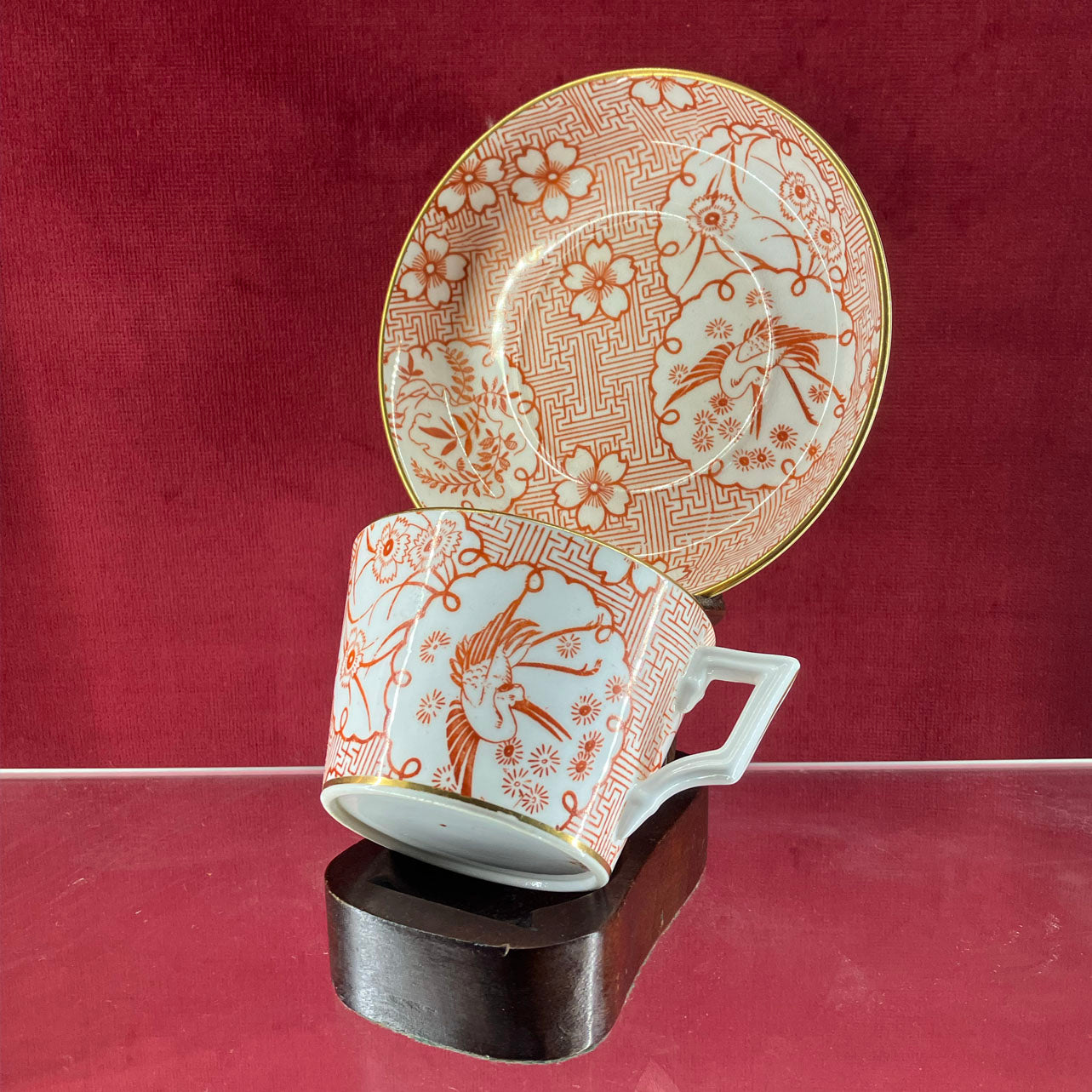 Minton Porcelain Aesthetic Movement Cup & Saucer c.1875 designed by Christopher Dresser