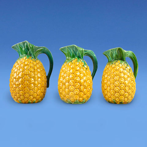 Graduated  Set of Three Minton Majolica Pineapple Jugs c.1870