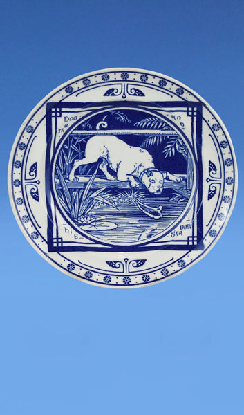Six Mintons Aesthetic Movement 'Aesop's Fable' Dessert Plates c.1876 Designed by John Moyr Smith