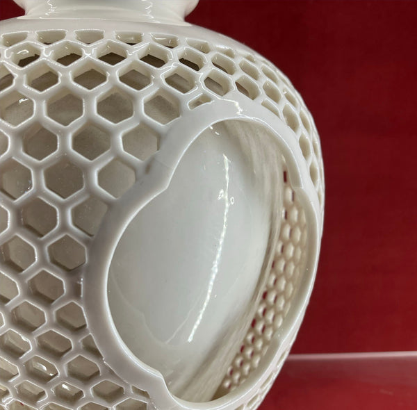 Royal Worcester Blanc de Chine Double Walled Vase c.1890