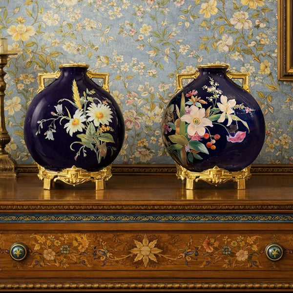 Pair of Royal Worcester Hand Painted Moonflasks c.1880