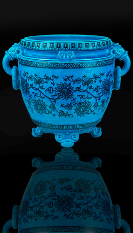 Large Minton Majolica Persian Blue Floor Jardiniere c.1875