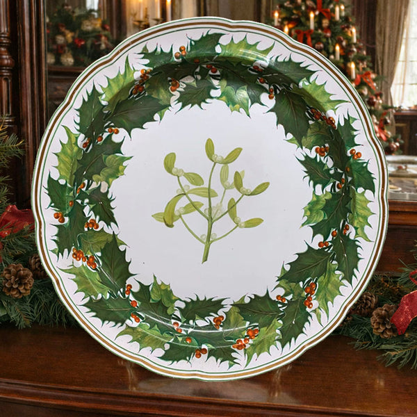 Large Copeland Glazed Earthenware Christmas Pudding Serving Platter c.1860