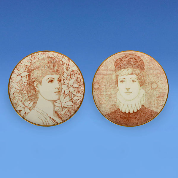 An Aesthetic Movement Ashworth Pottery wall charger of Ellen Terry c.1880