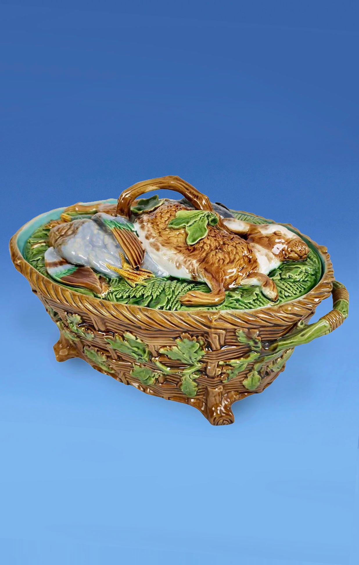 Minton Majolica Hare and Duck Game Tureen c.1870