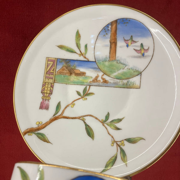 Rare Vernons Patent Noiseless Ware Porcelain Aesthetic Movement Cup & Saucer c.1880