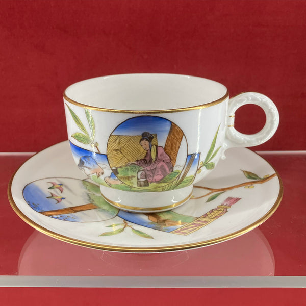 Rare Vernons Patent Noiseless Ware Porcelain Aesthetic Movement Cup & Saucer c.1880