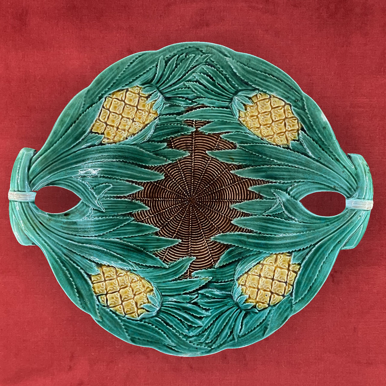 Wardle & Co. Majolica Pineapple Pattern Comport c.1880