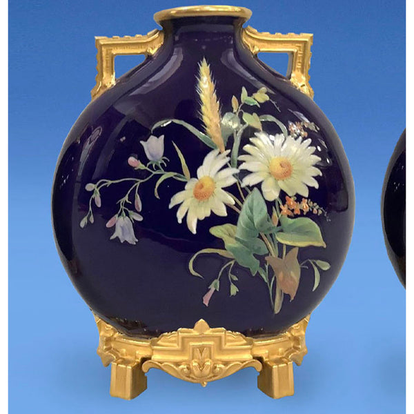 Pair of Royal Worcester Hand Painted Moonflasks c.1880