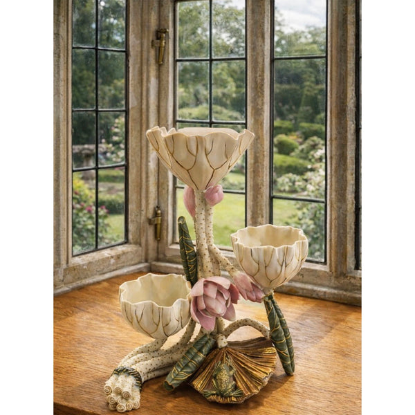 Rare Royal Worcester Aesthetic Movement Lotus Posy Holder c.1875