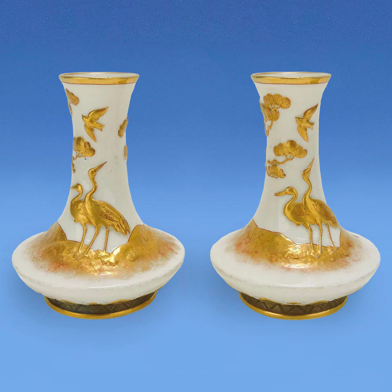 Pair of Royal Worcester Porcelain  Aesthetic Movement Vases c.1880