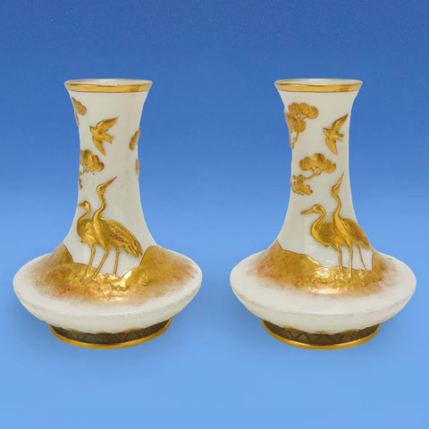 Pair of Royal Worcester Porcelain  Aesthetic Movement Vases c.1880