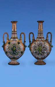 Two Rare Jean-Claude Ziegler Salt Glazed Stoneware Alhambra Vases c.1840
