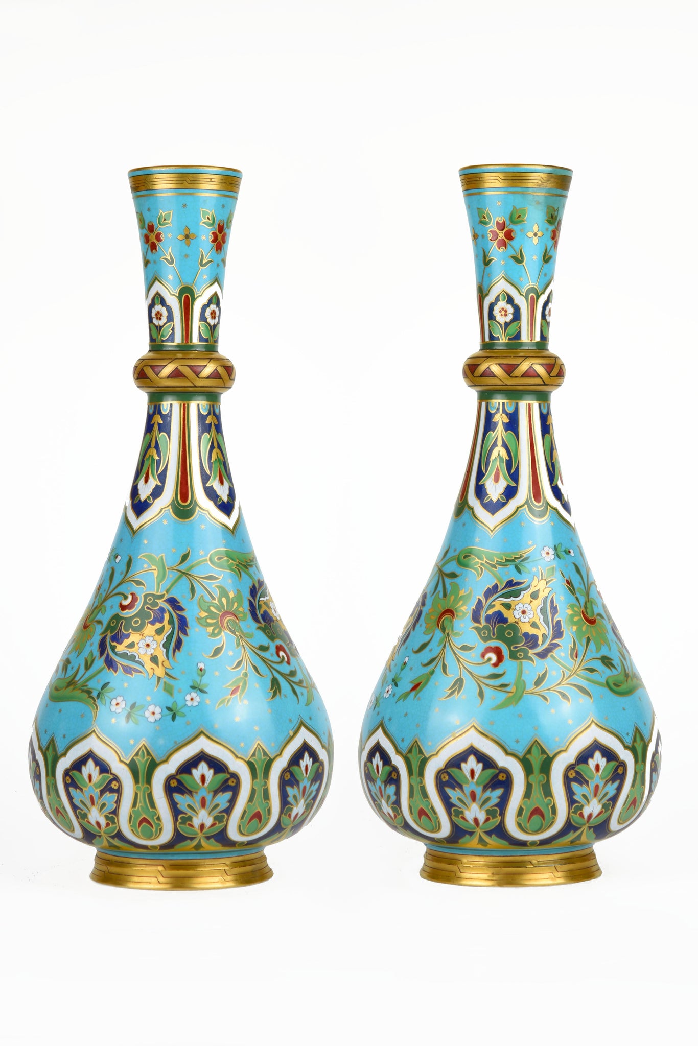 Pair of Minton Cloissone' Vases