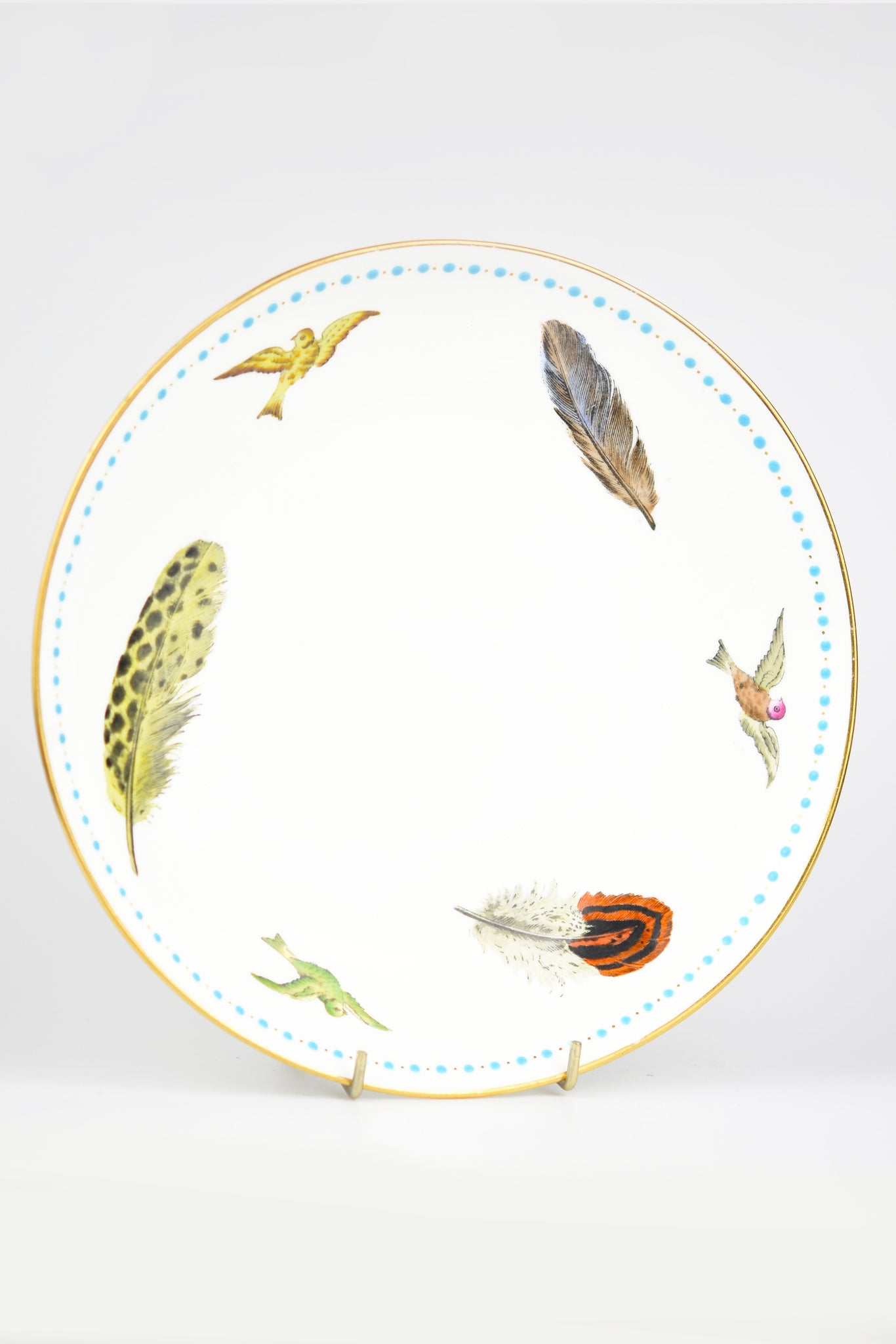 Minton Porcelain Feathers & Birds Dessert Plate c.1875