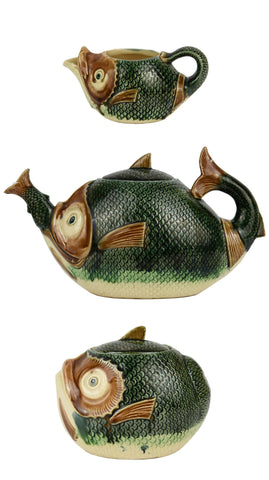 A Rare Thomas Forester Majolica Fish Tea Set c.1880