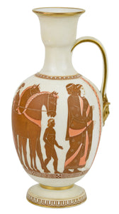 Hill & Co. Porcelain Neo Classical Ewer c.1857, 'Memnon Coming out of Troy to Battle'
