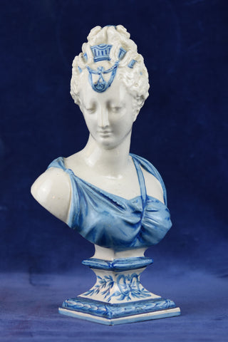 French Glazed Earthenware Bust c.1875 After Carrier Bellouse