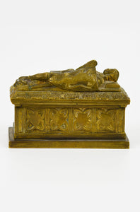 Rare Brass 'Crusaders Tomb' Match holder Designed by John Bell c.1850 for the Art Union London